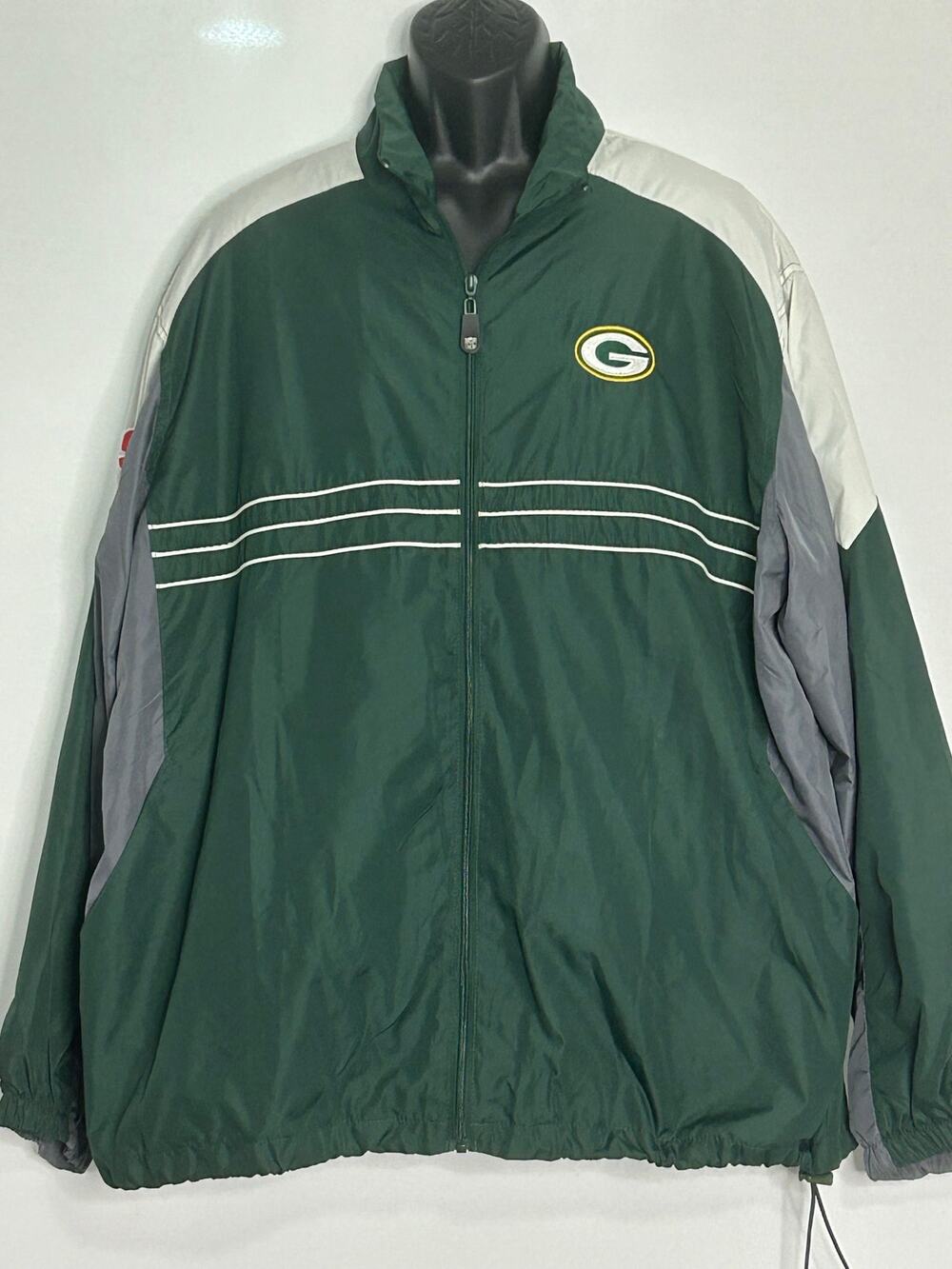 Green Bay Packers Reebok NFL Windbreaker Jacket Men’s XXL Green Full Zip